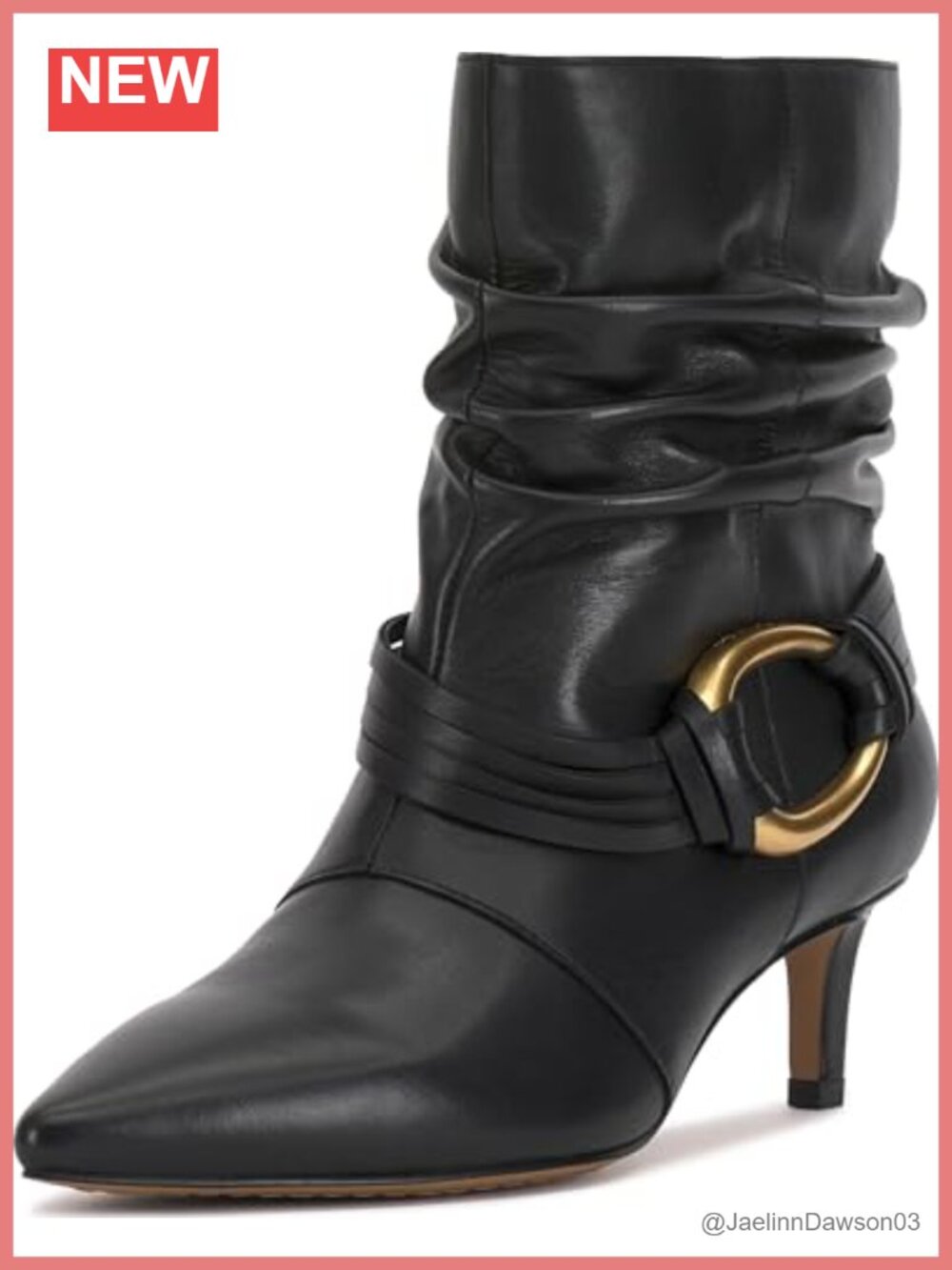 Leather Ankle Booties with Kitten Heel and Pointed Toe
